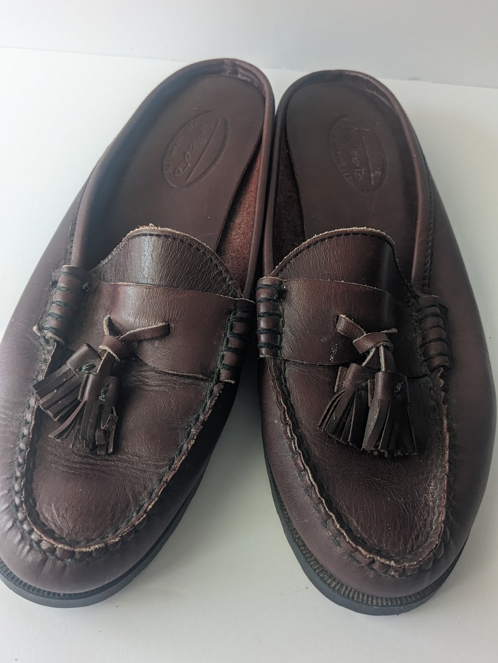 Talbots Vintage Dark Brown Leather Tassel Loafers 9